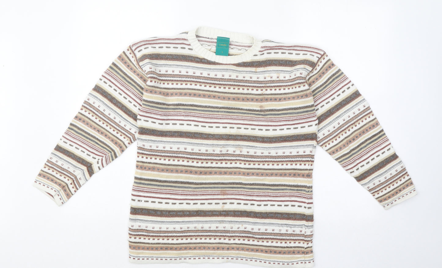 Canda Womens Multicoloured Round Neck Striped Cotton Pullover Jumper Size S