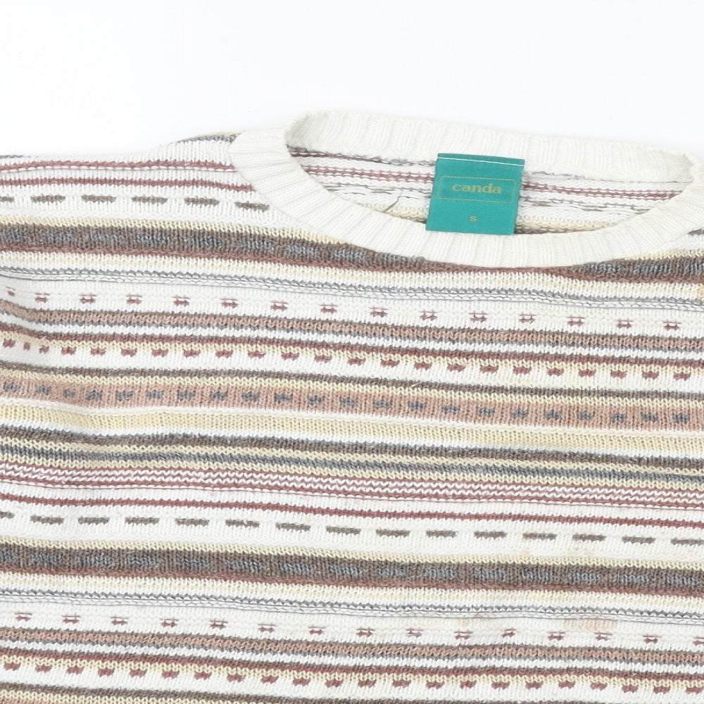 Canda Womens Multicoloured Round Neck Striped Cotton Pullover Jumper Size S