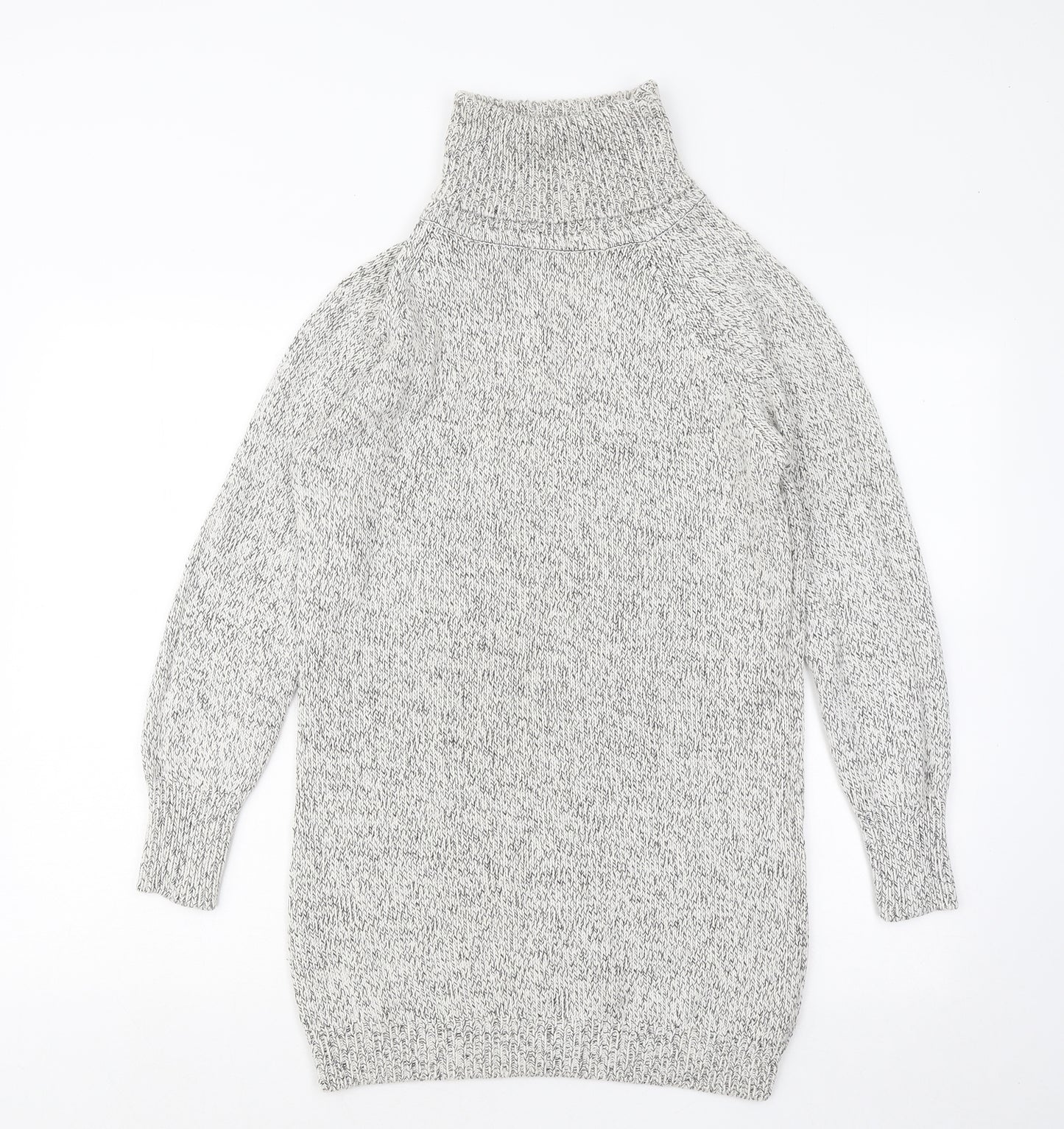 ESMARA Womens Grey Cotton Jumper Dress Size M Roll Neck Pullover