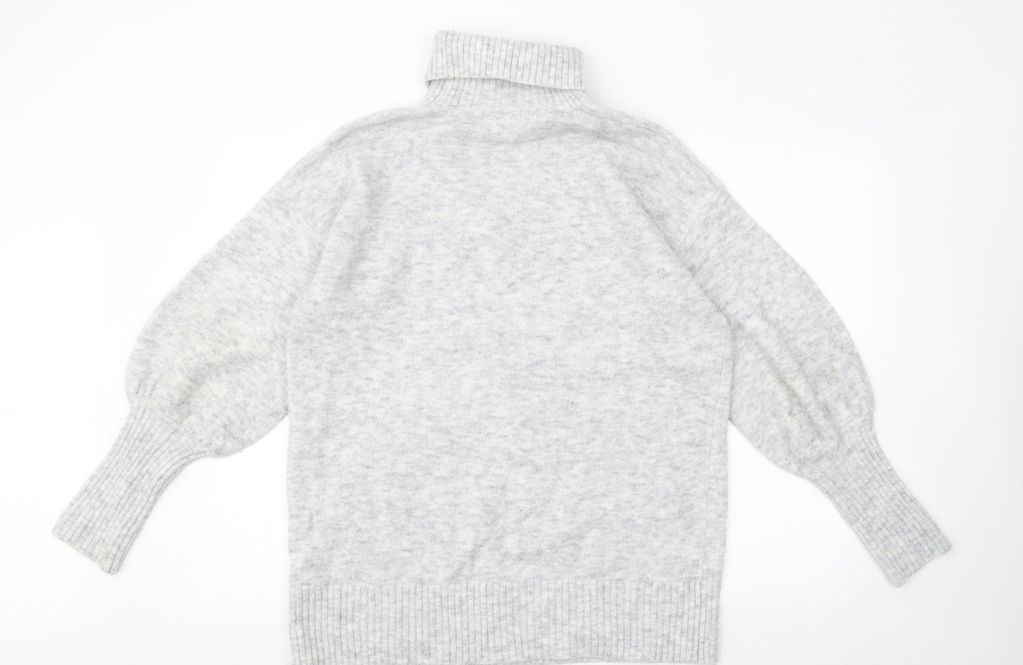 SOSANDAR Womens Grey Roll Neck Acrylic Pullover Jumper Size 16