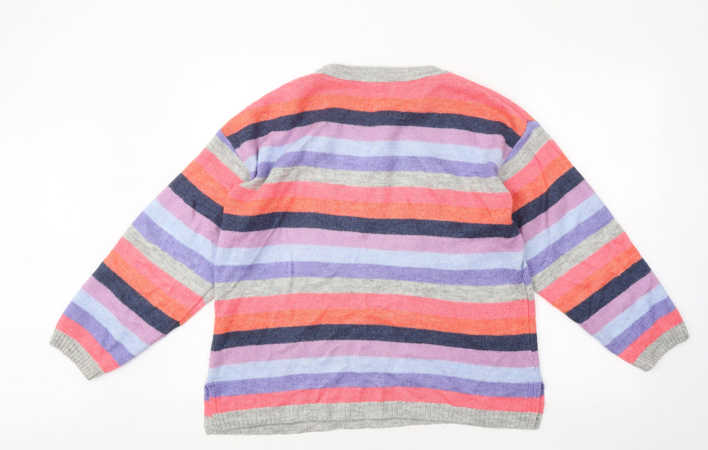 George Womens Multicoloured Roll Neck Striped Acrylic Pullover Jumper Size 12