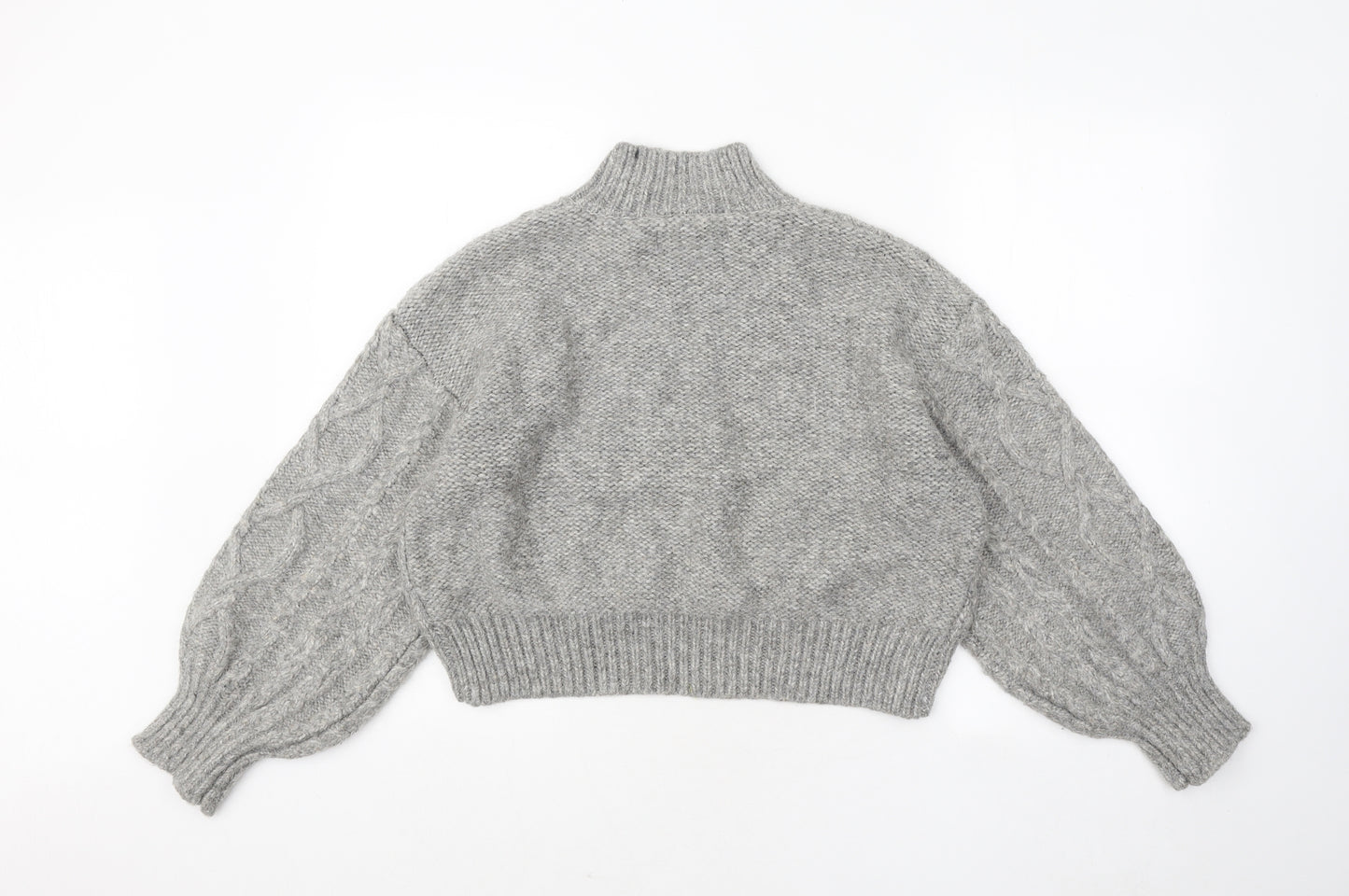 Primark Womens Grey Mock Neck Acrylic Pullover Jumper Size 14