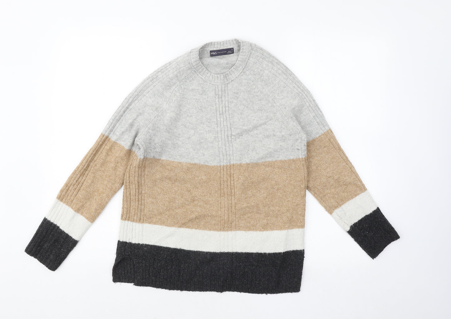 Marks and Spencer Womens Multicoloured Round Neck Acrylic Pullover Jumper Size S