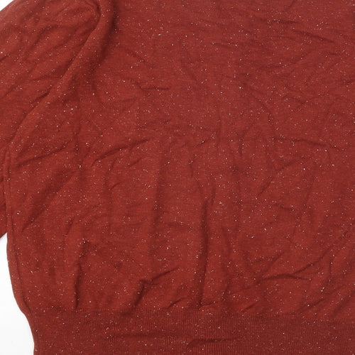 NEXT Womens Orange Round Neck Geometric Cotton Cardigan Jumper Size 14