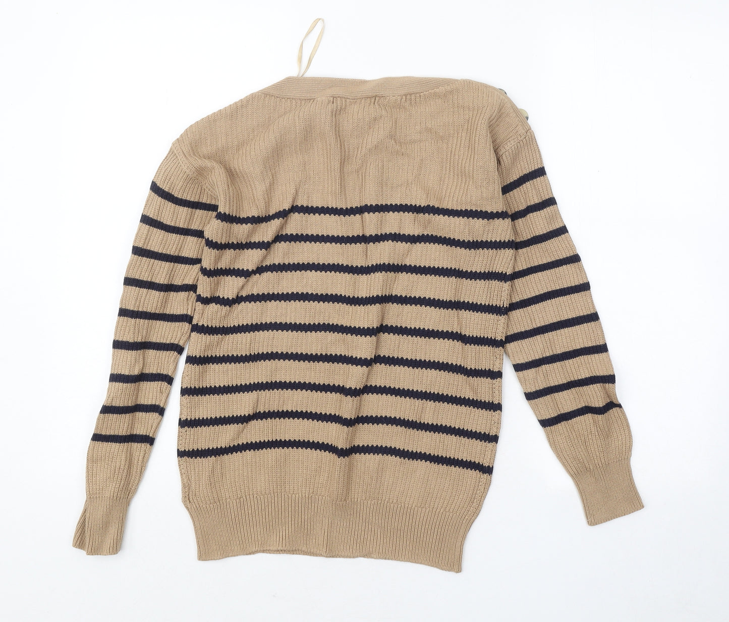 NEXT Womens Brown Round Neck Striped Viscose Pullover Jumper Size 10