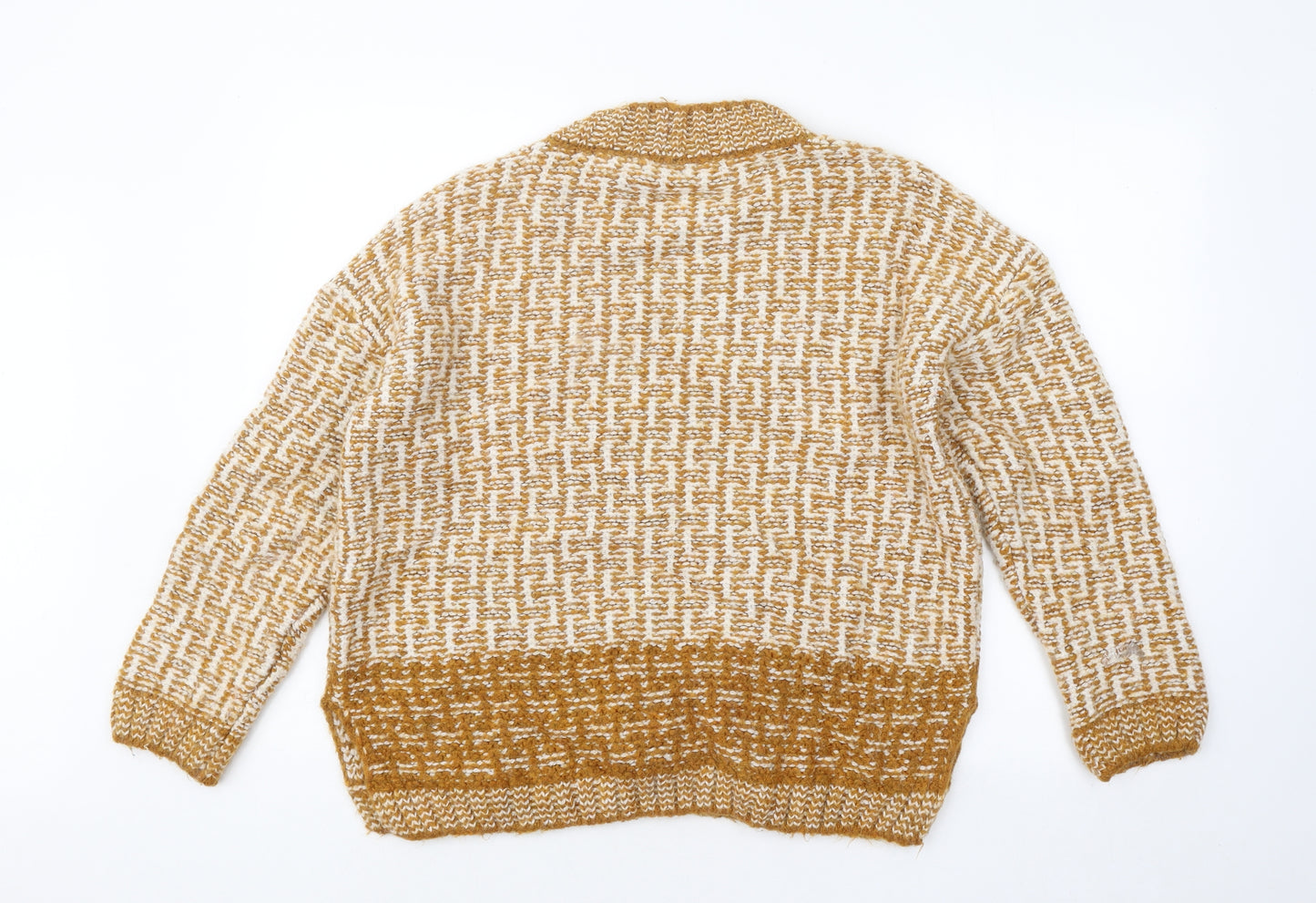 TU Womens Orange Round Neck Geometric Acrylic Pullover Jumper Size 20