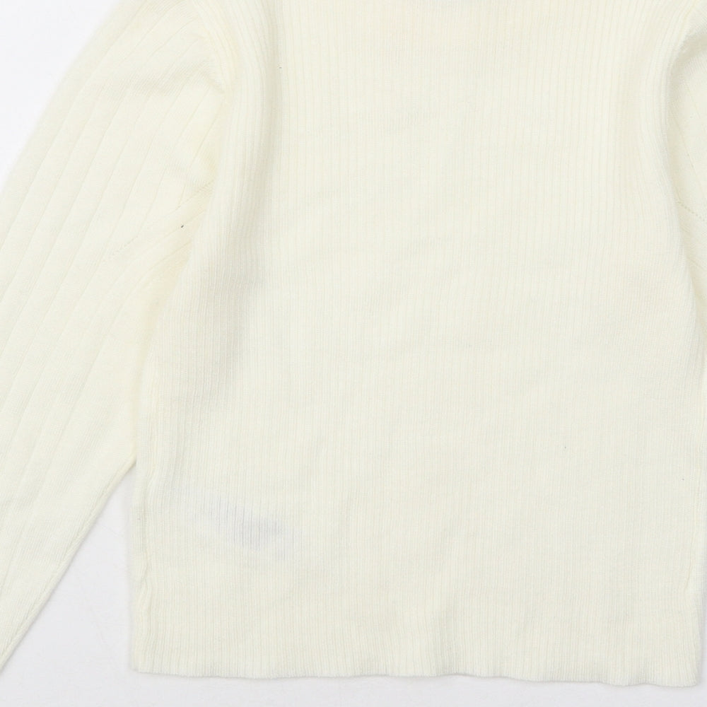 Topshop Womens Ivory Mock Neck Acrylic Pullover Jumper Size S