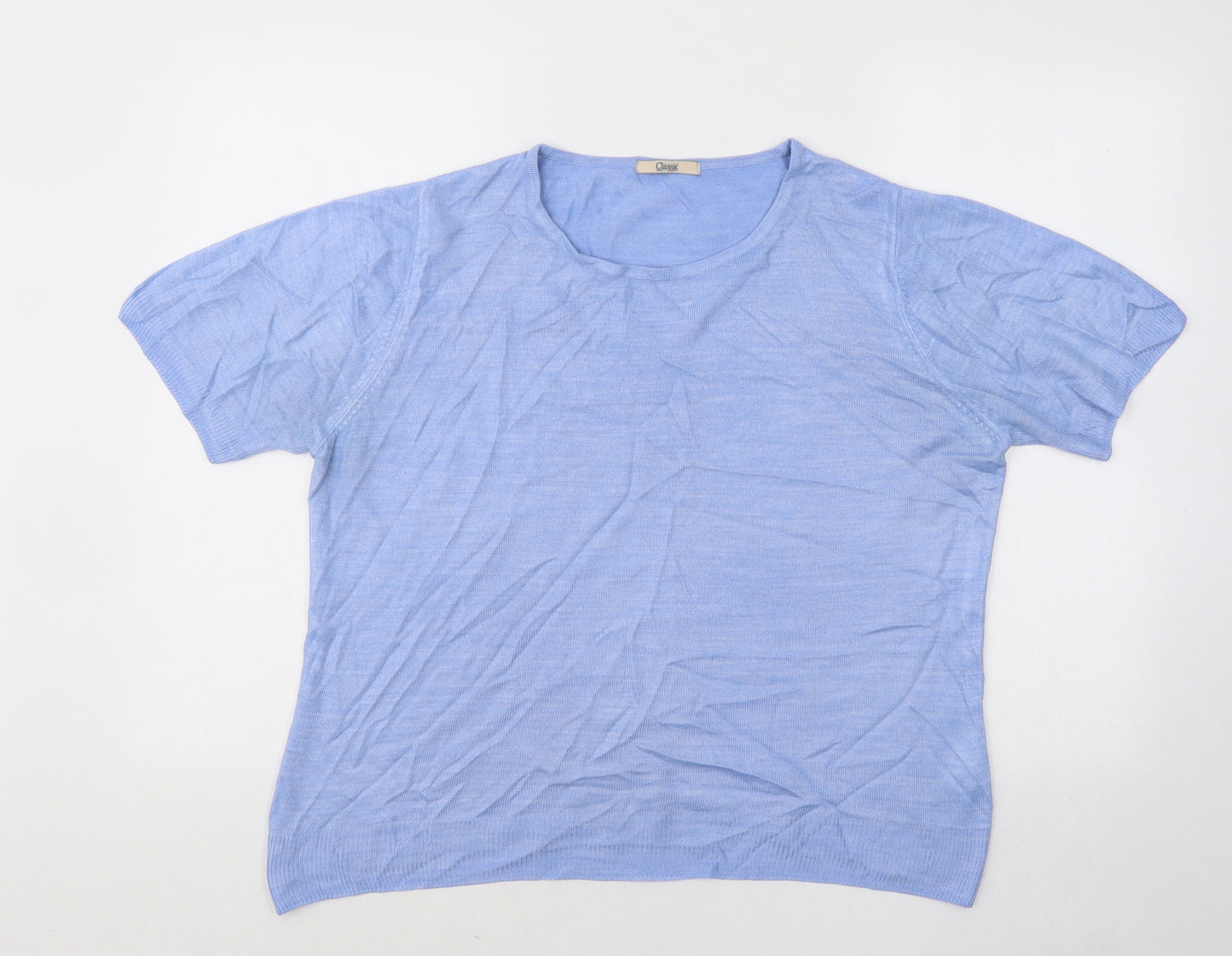 Marks and Spencer Womens Blue Round Neck Acrylic Pullover Jumper Size 16