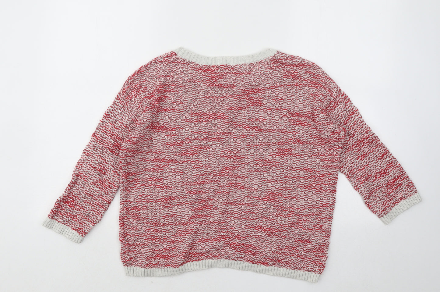 Seasalt Womens Red Round Neck Geometric Cotton Pullover Jumper Size 12