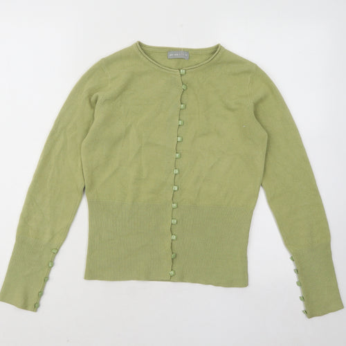 Per Una Womens Green Round Neck Acrylic Cardigan Jumper Size 10