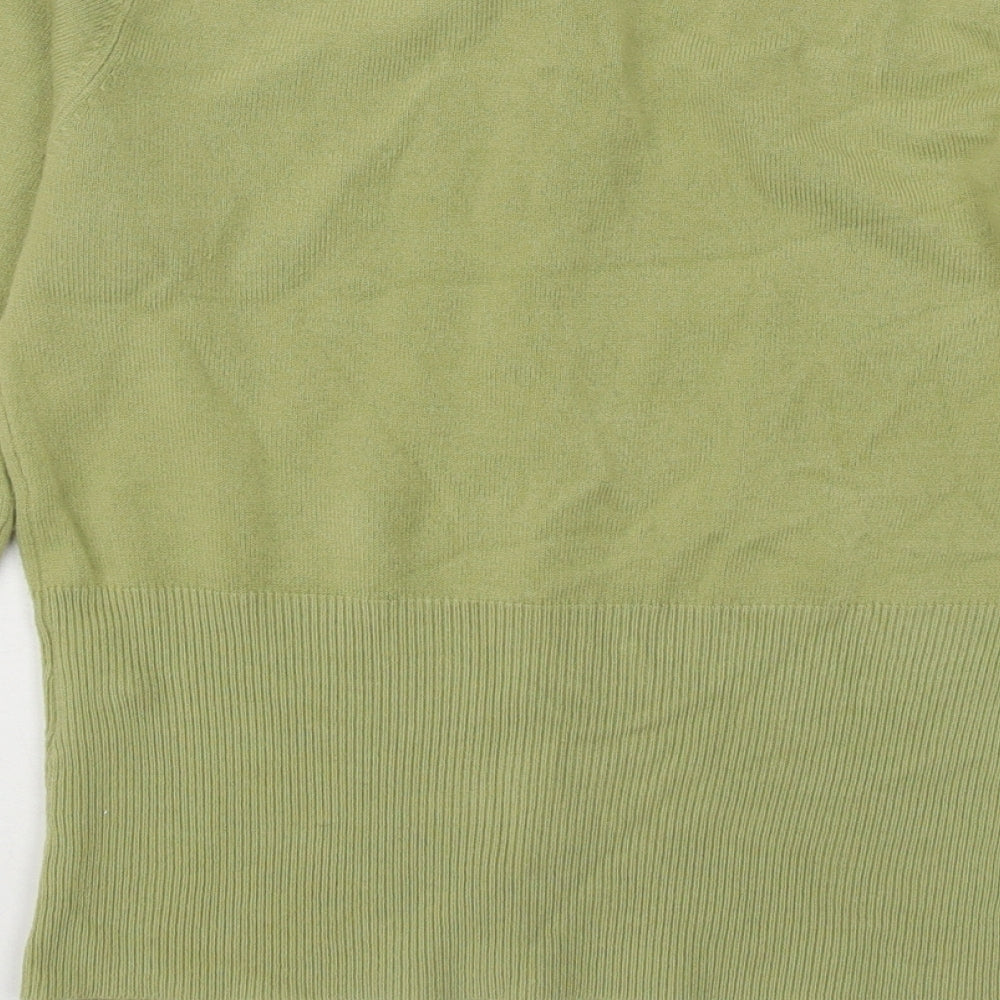 Per Una Womens Green Round Neck Acrylic Cardigan Jumper Size 10