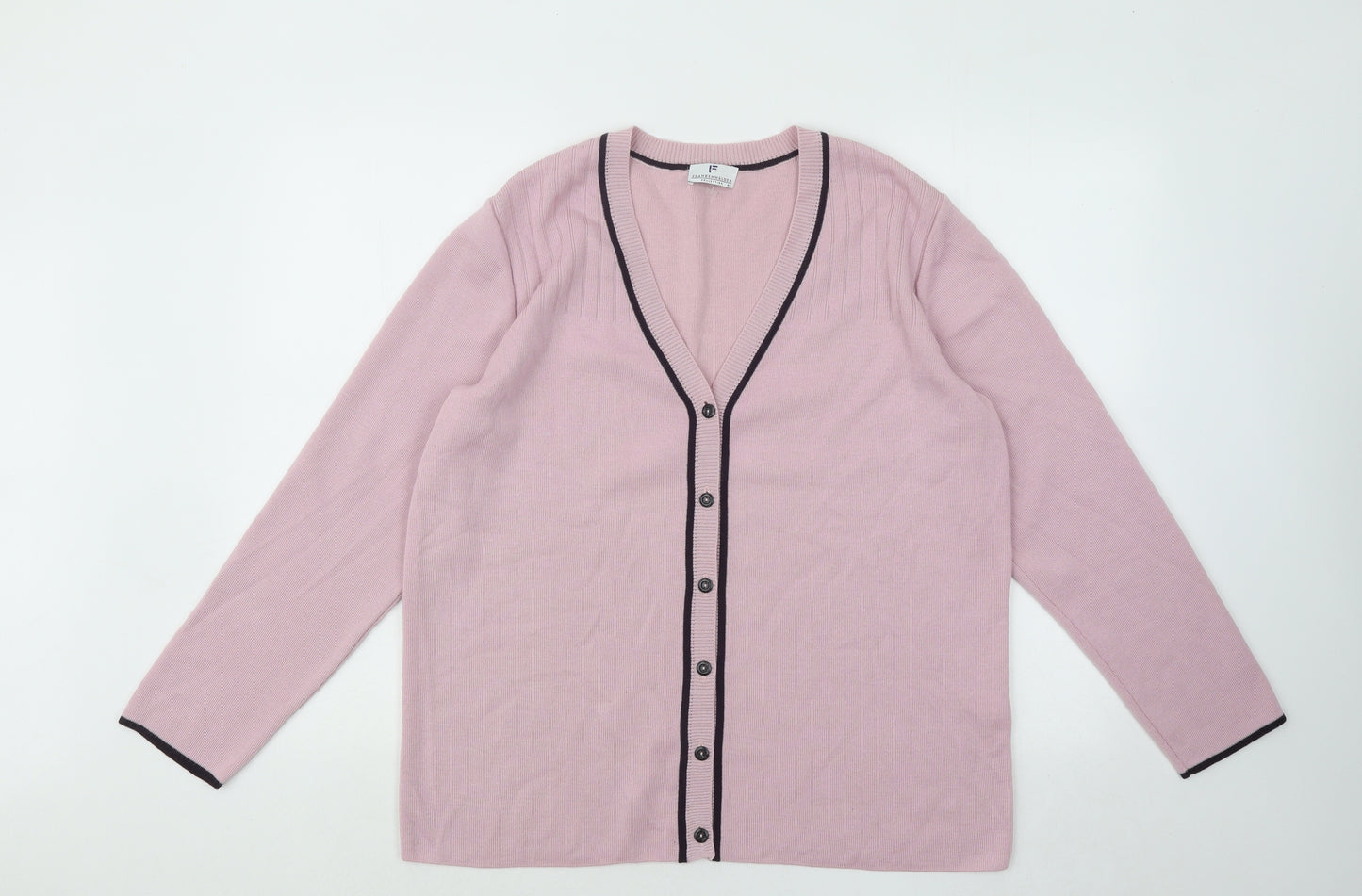 Franklen Walder Womens Pink V-Neck Wool Cardigan Jumper Size 14