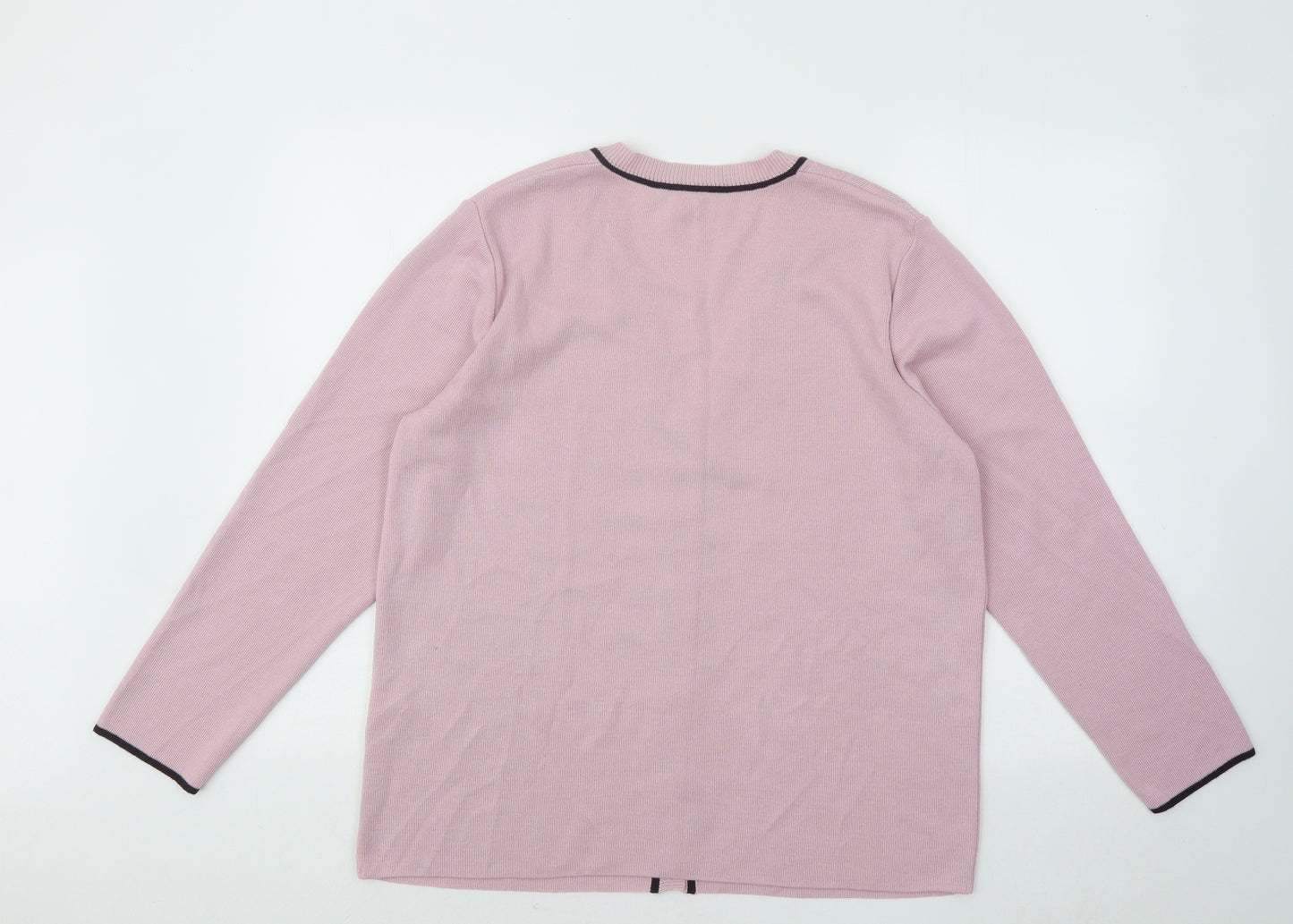 Franklen Walder Womens Pink V-Neck Wool Cardigan Jumper Size 14