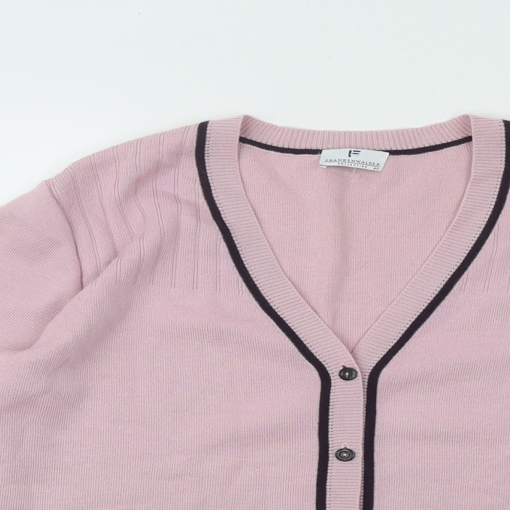 Franklen Walder Womens Pink V-Neck Wool Cardigan Jumper Size 14