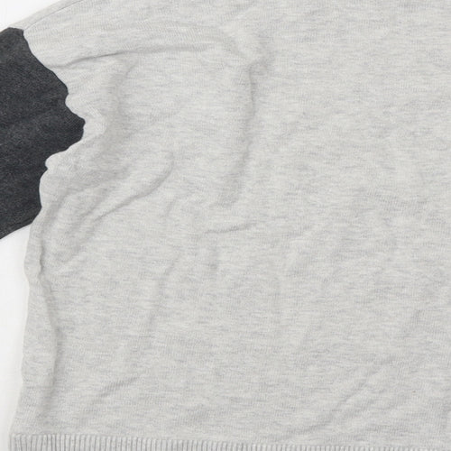 Peacocks Mens Grey Round Neck Cotton Pullover Jumper - Stars