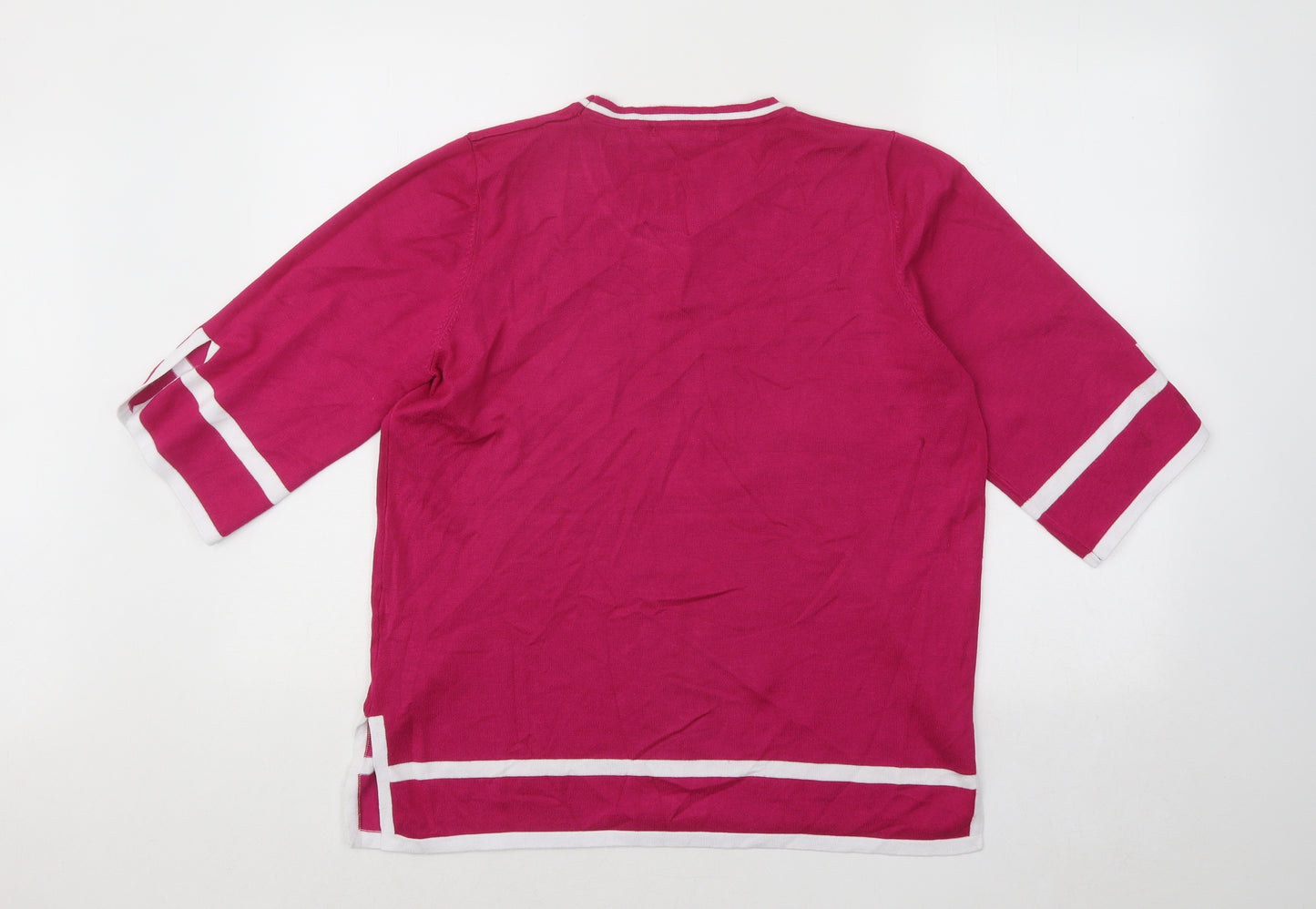 Lakeland Womens Pink Round Neck Viscose Pullover Jumper Size L