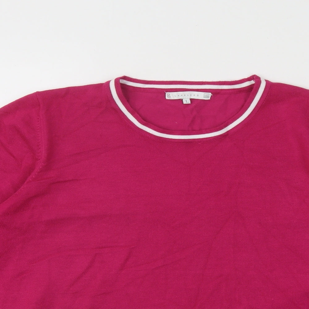 Lakeland Womens Pink Round Neck Viscose Pullover Jumper Size L