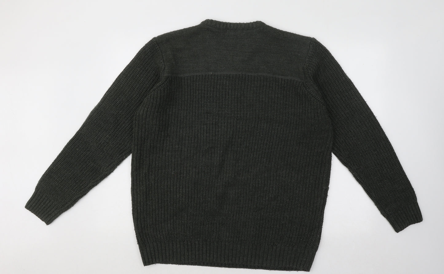 James Pringle Mens Green Round Neck Geometric Acrylic Pullover Jumper Size L