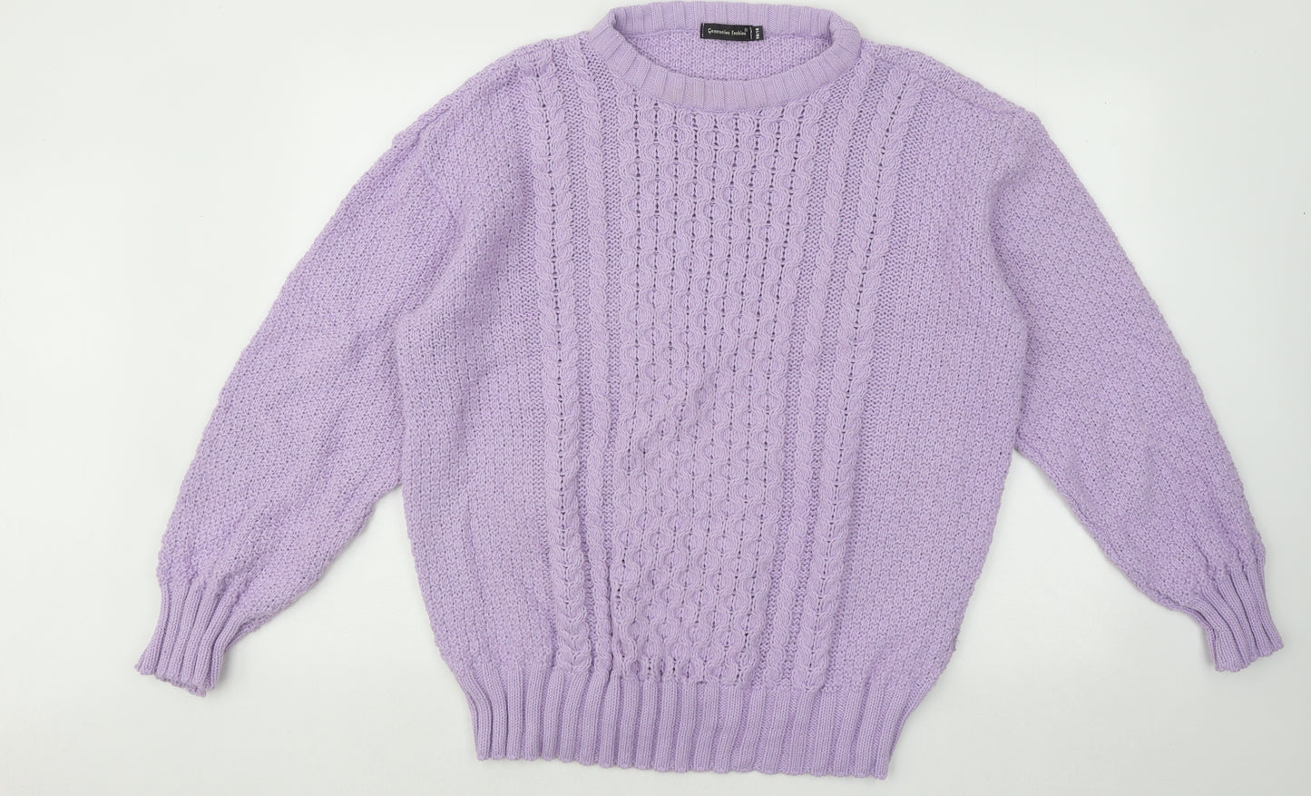 Generation Fashion Womens Purple Roll Neck Geometric Acrylic Pullover Jumper Size 16