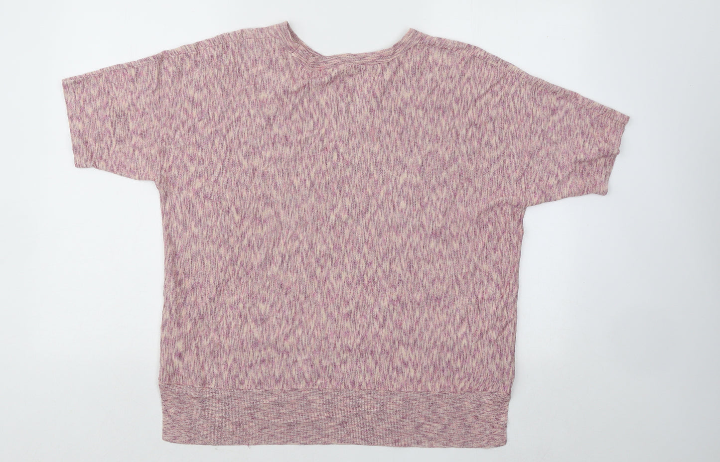 TU Womens Purple Round Neck Geometric Viscose Pullover Jumper Size 16