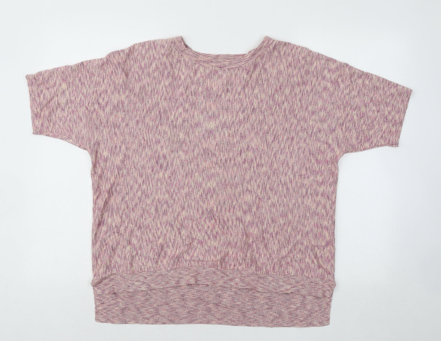 TU Womens Purple Round Neck Geometric Viscose Pullover Jumper Size 16