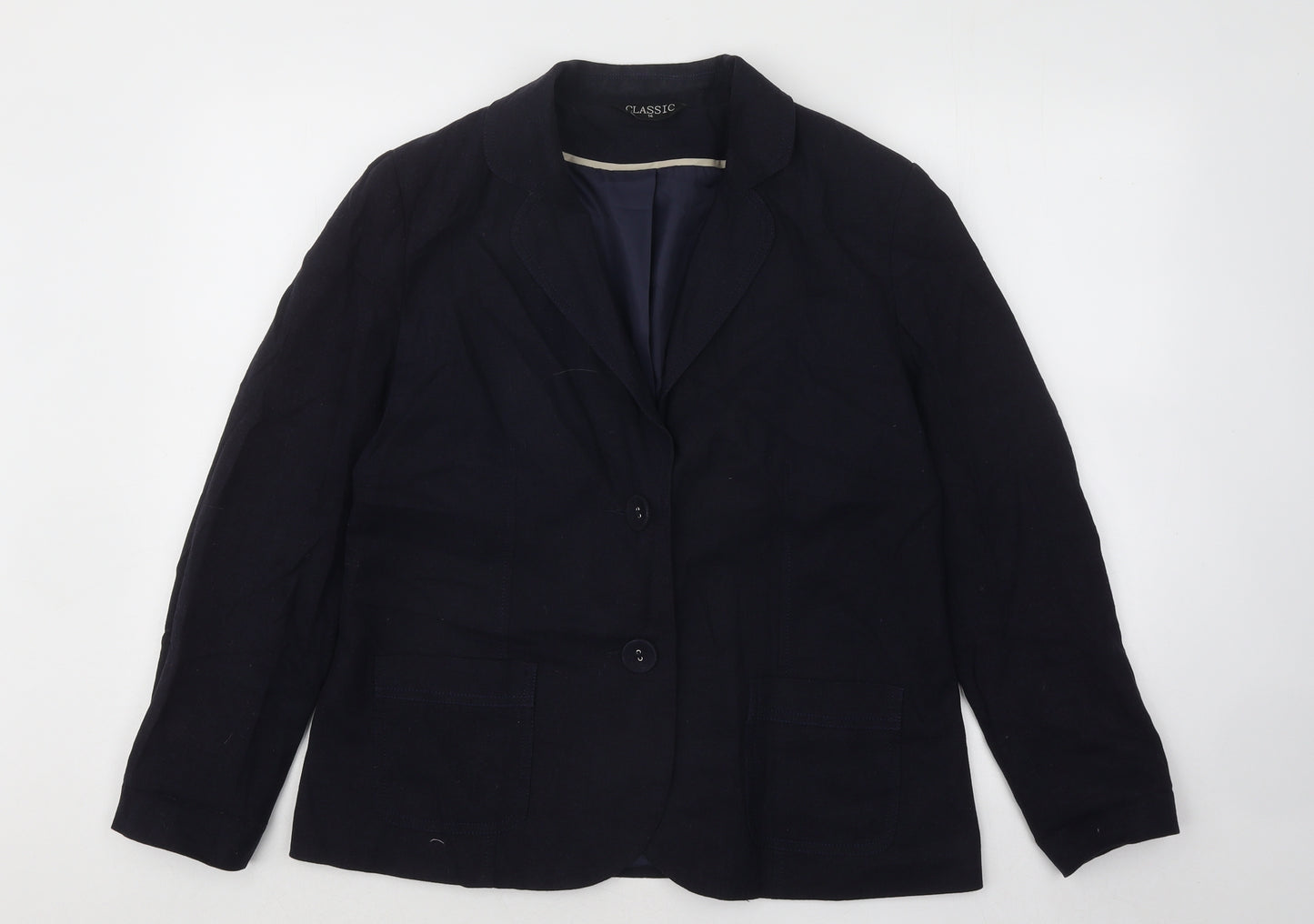 Classic Womens Blue Jacket Blazer Size 14 Button