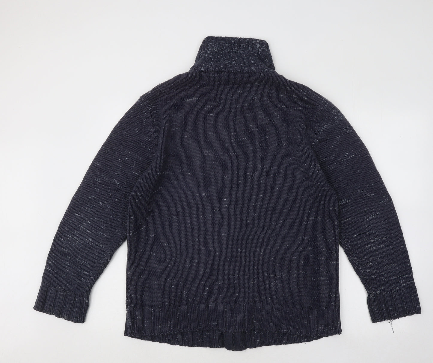 Tom Hagan Mens Blue High Neck Geometric Acrylic Full Zip Jumper Size L