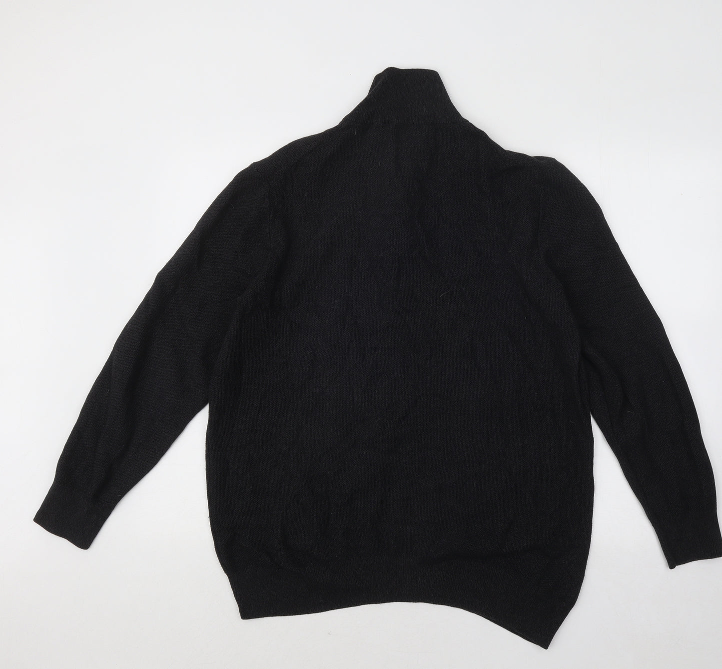 George Mens Black Mock Neck Cotton Pullover Jumper Size 2XL