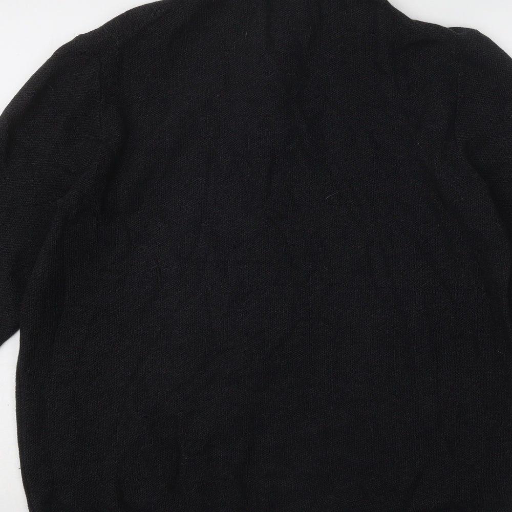 George Mens Black Mock Neck Cotton Pullover Jumper Size 2XL
