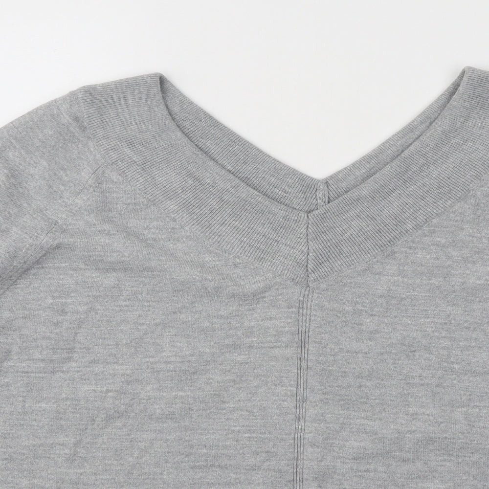 TU Womens Grey V-Neck Acrylic Pullover Jumper Size 18
