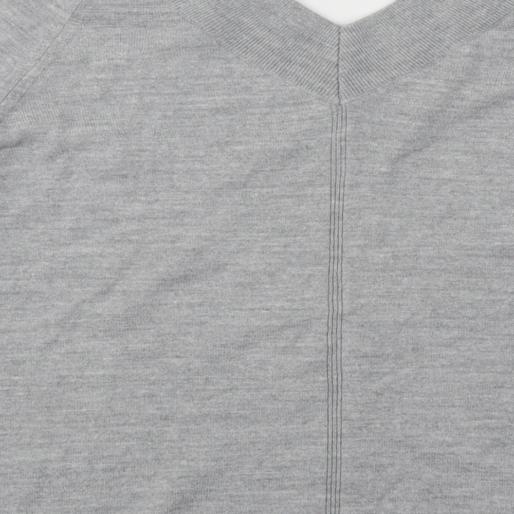 TU Womens Grey V-Neck Acrylic Pullover Jumper Size 18