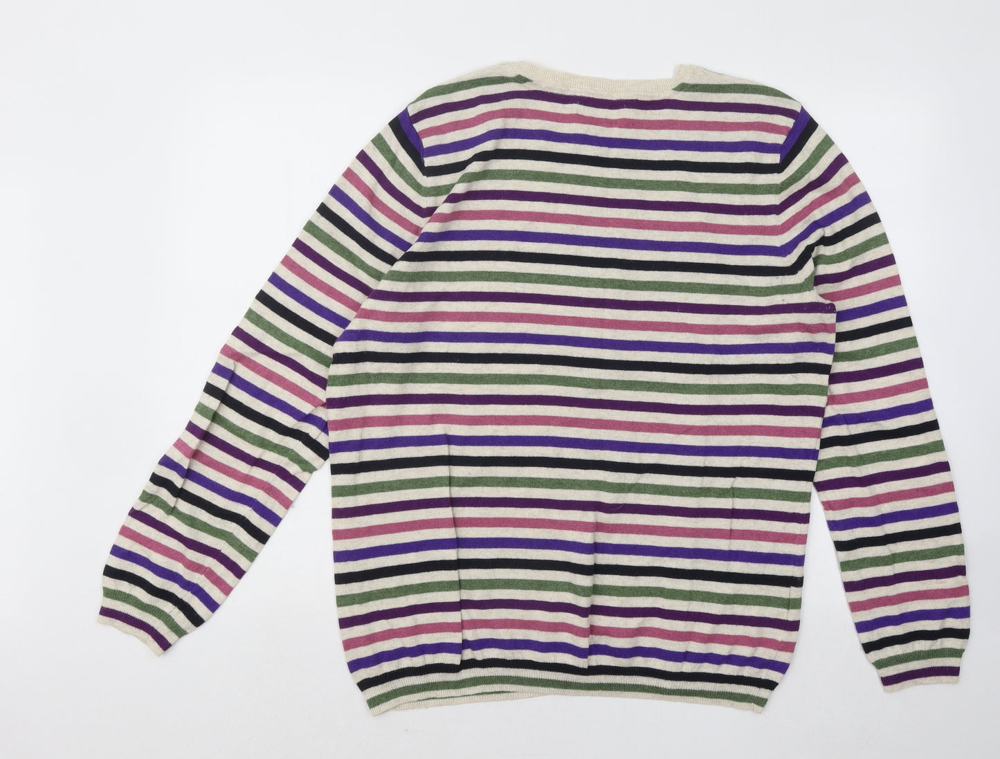 Laura Ashley Womens Multicoloured Round Neck Striped Acrylic Pullover Jumper Size 20