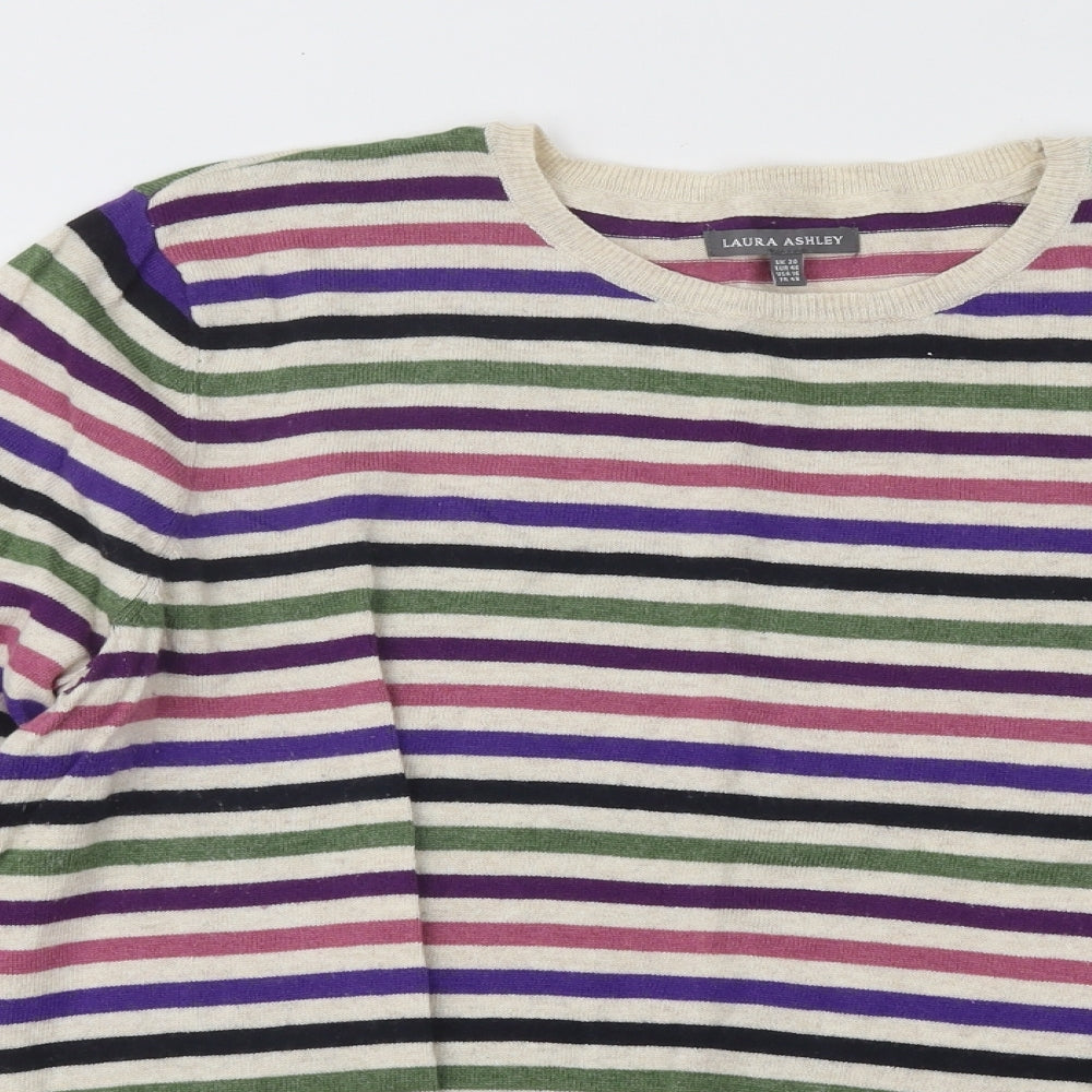 Laura Ashley Womens Multicoloured Round Neck Striped Acrylic Pullover Jumper Size 20