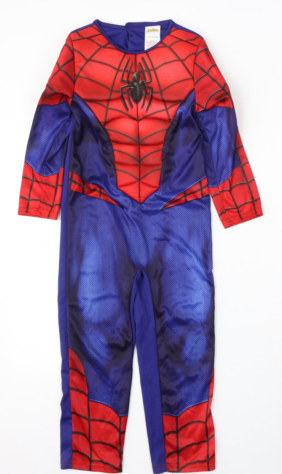 Marvel Spiderman Boys Multicoloured Geometric Polyester One Piece Size 5-6 Years Hook & Eye - Spiderman Costume