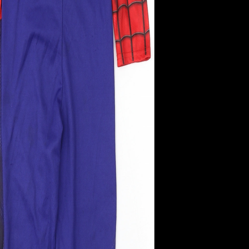Marvel Spiderman Boys Multicoloured Geometric Polyester One Piece Size 5-6 Years Hook & Eye - Spiderman Costume