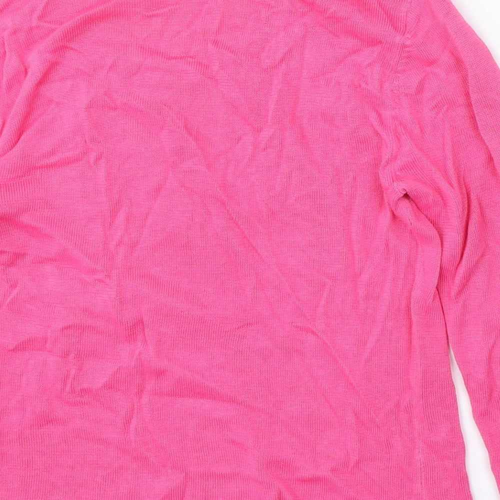 Kaleidoscope Womens Pink Round Neck Ramie Pullover Jumper Size 10