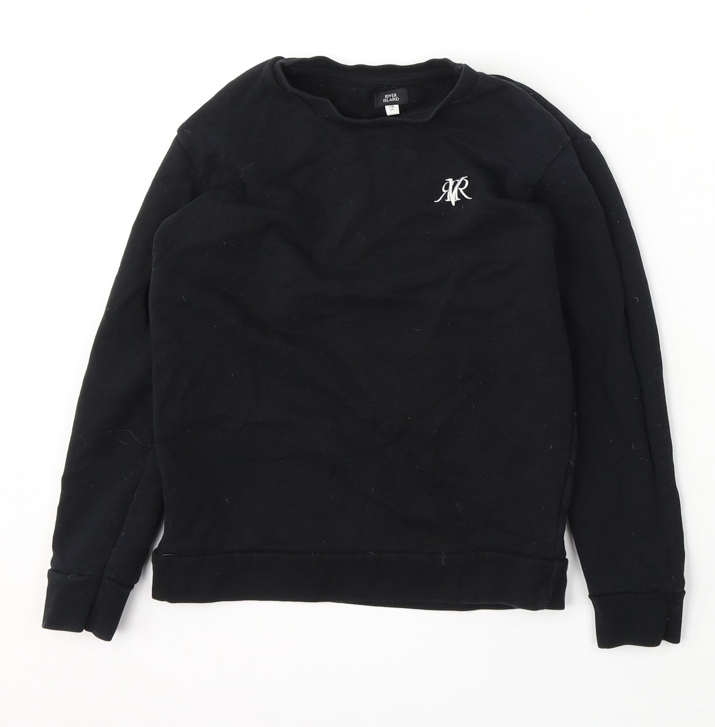 River Island Boys Black Cotton Pullover Sweatshirt Size 7-8 Years