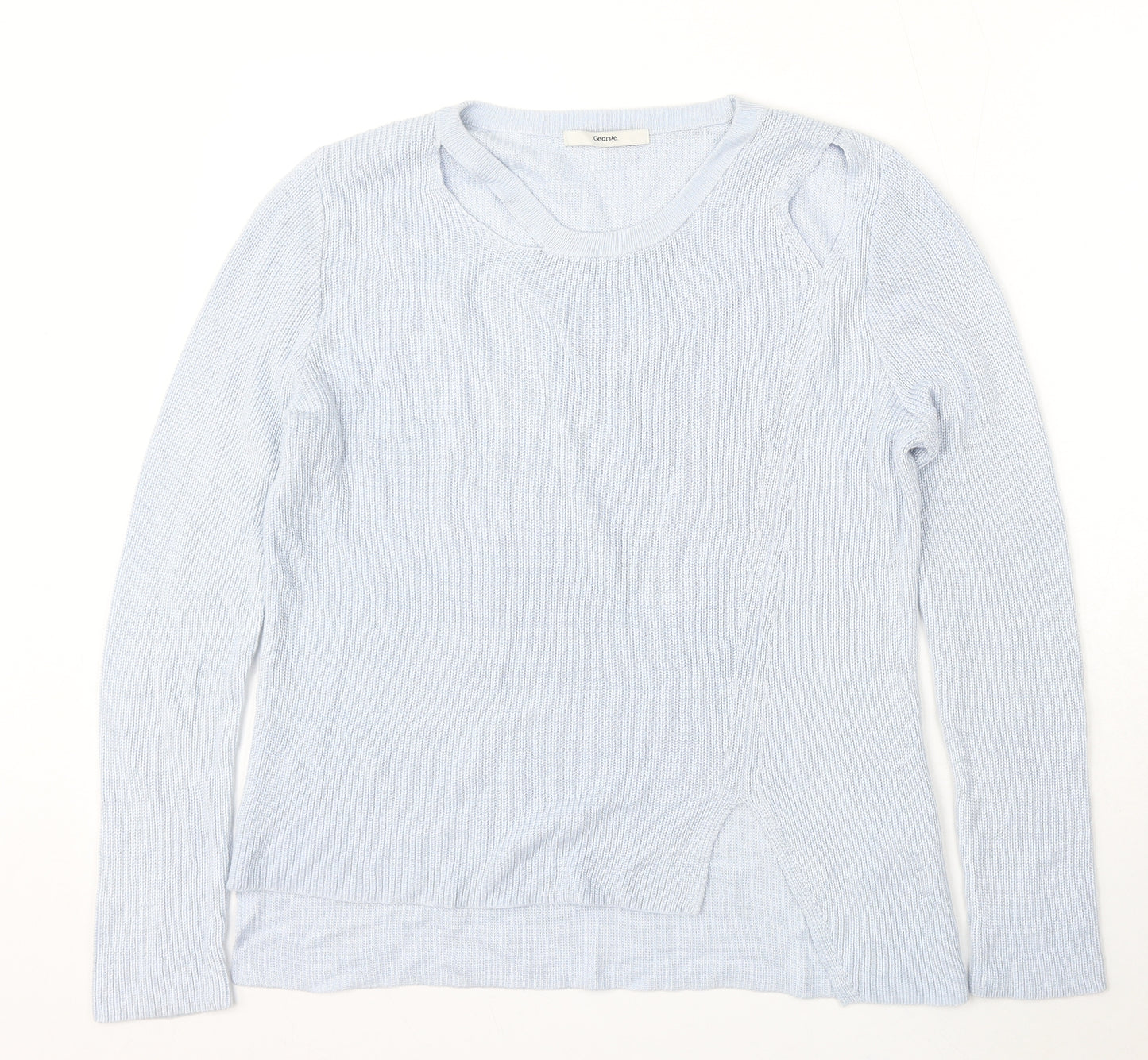 George Womens Blue Round Neck Viscose Pullover Jumper Size 14 - Cut Out