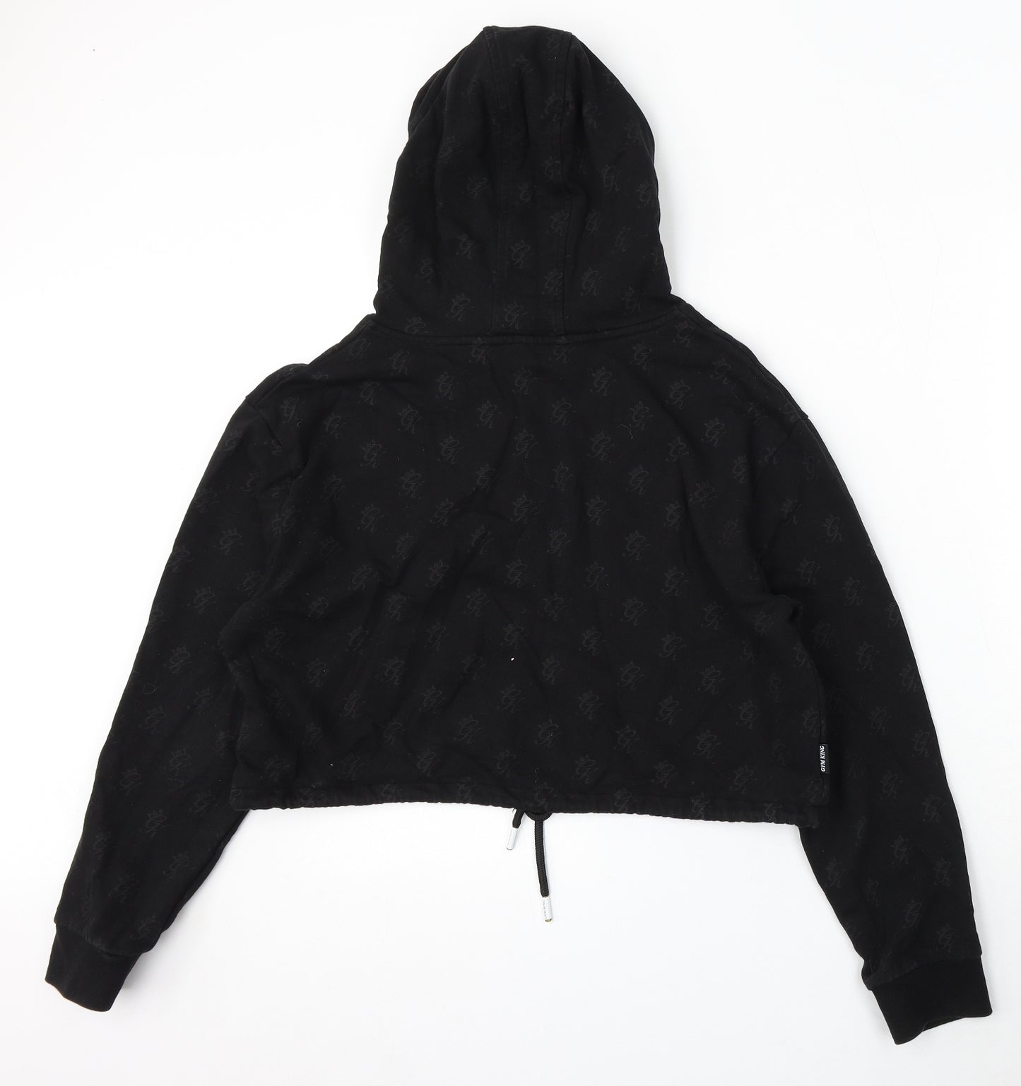 Gym King Womens Black Geometric Polyester Pullover Hoodie Size M Drawstring