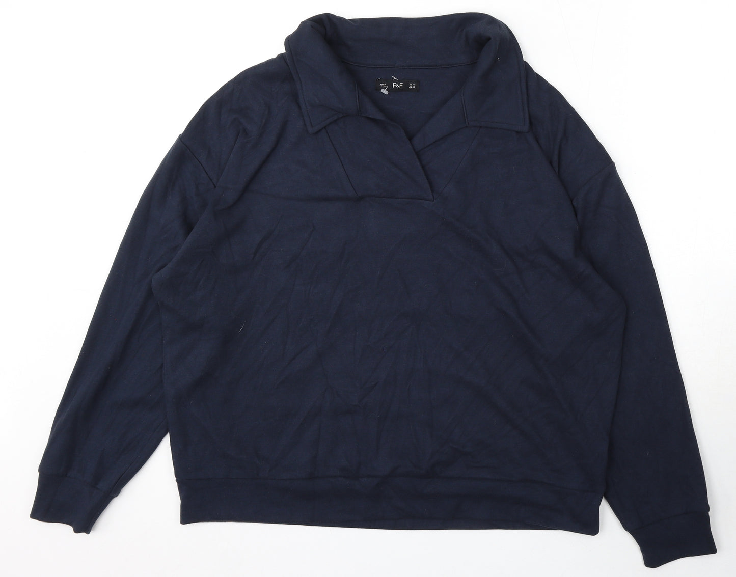 F&F Womens Blue Cotton Pullover Sweatshirt Size 14