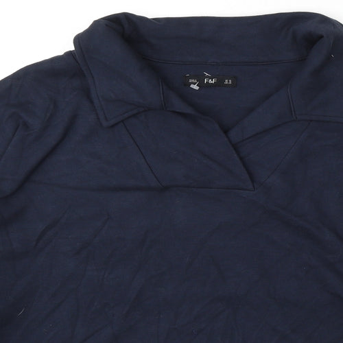 F&F Womens Blue Cotton Pullover Sweatshirt Size 14