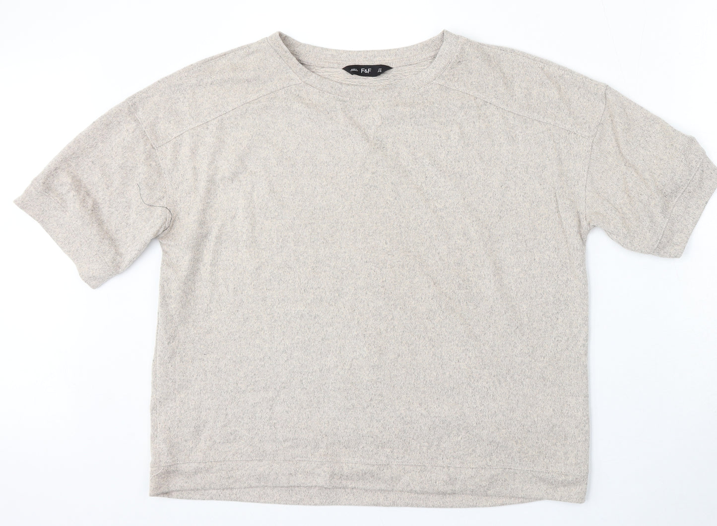 F&F Womens Beige Round Neck Polyester Pullover Jumper Size 14