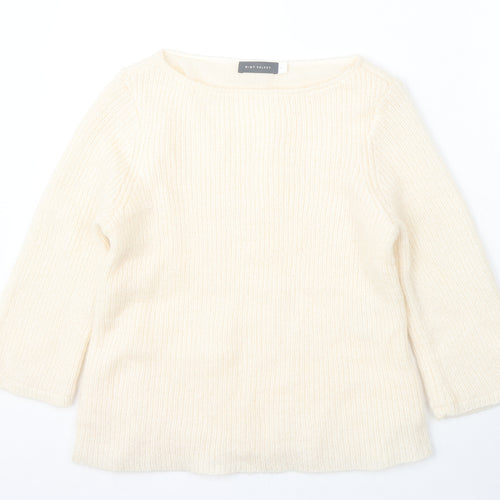 Mint Velvet Womens Beige Round Neck Acrylic Pullover Jumper Size 12