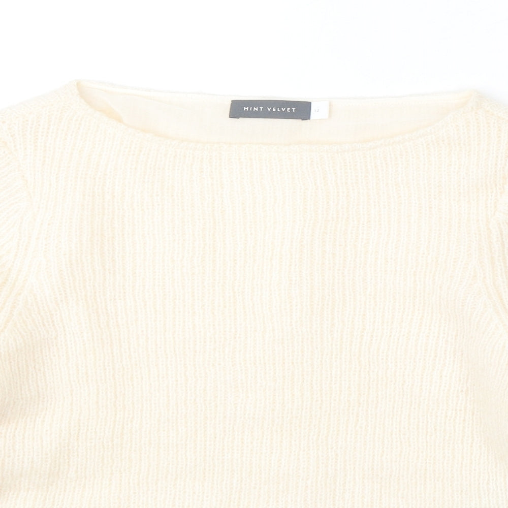 Mint Velvet Womens Beige Round Neck Acrylic Pullover Jumper Size 12