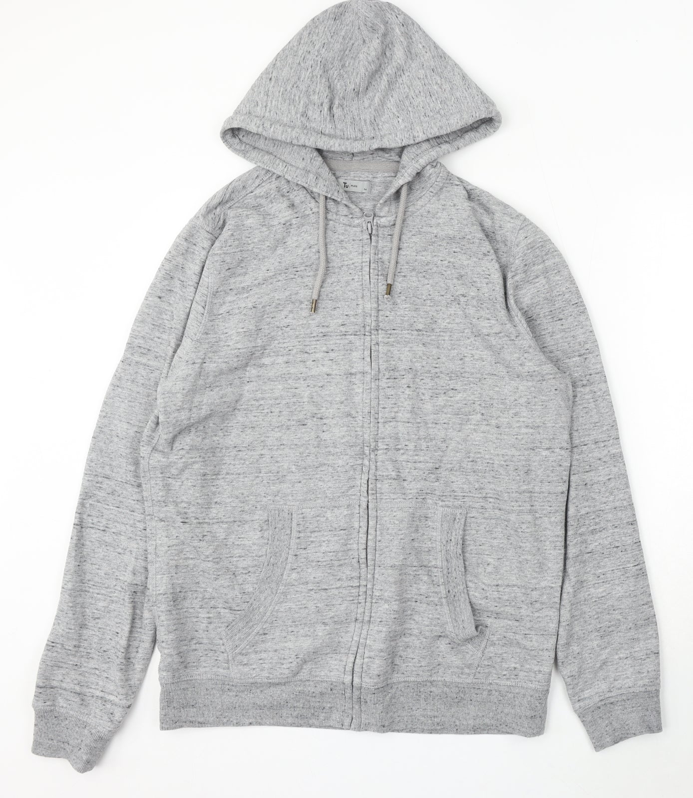 TU Mens Grey Cotton Full Zip Hoodie Size M