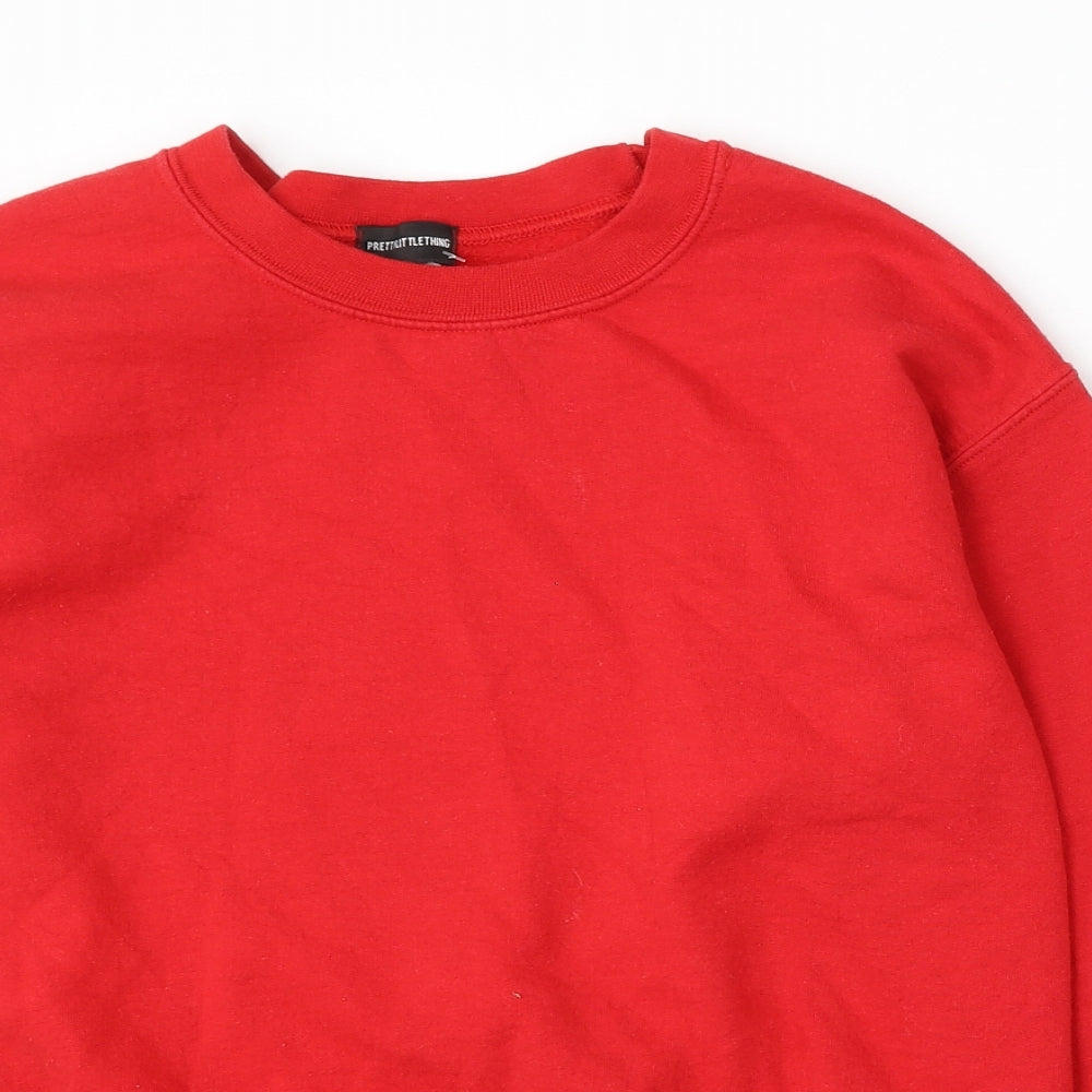 PRETTYLITTLETHING Womens Red Cotton Pullover Sweatshirt Size S
