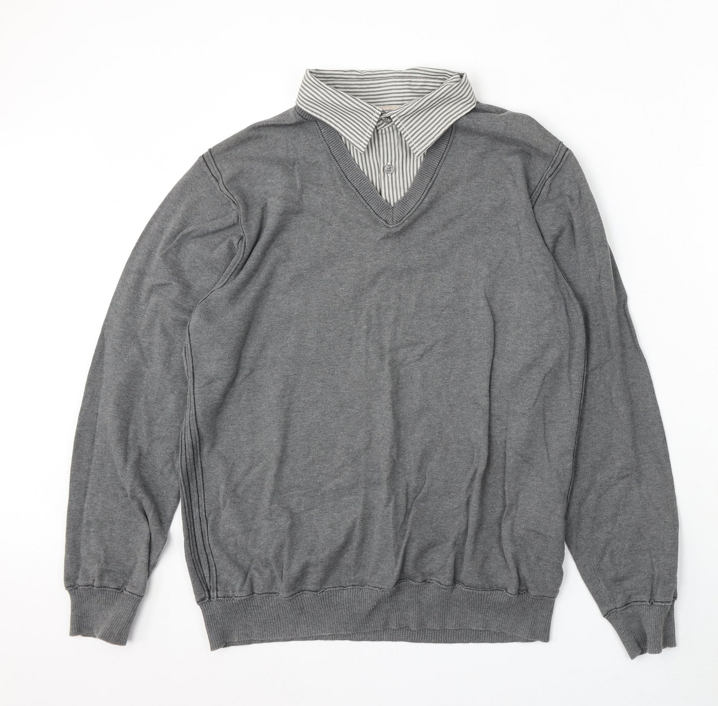 NEXT Mens Grey Collared Acrylic Pullover Jumper Size L