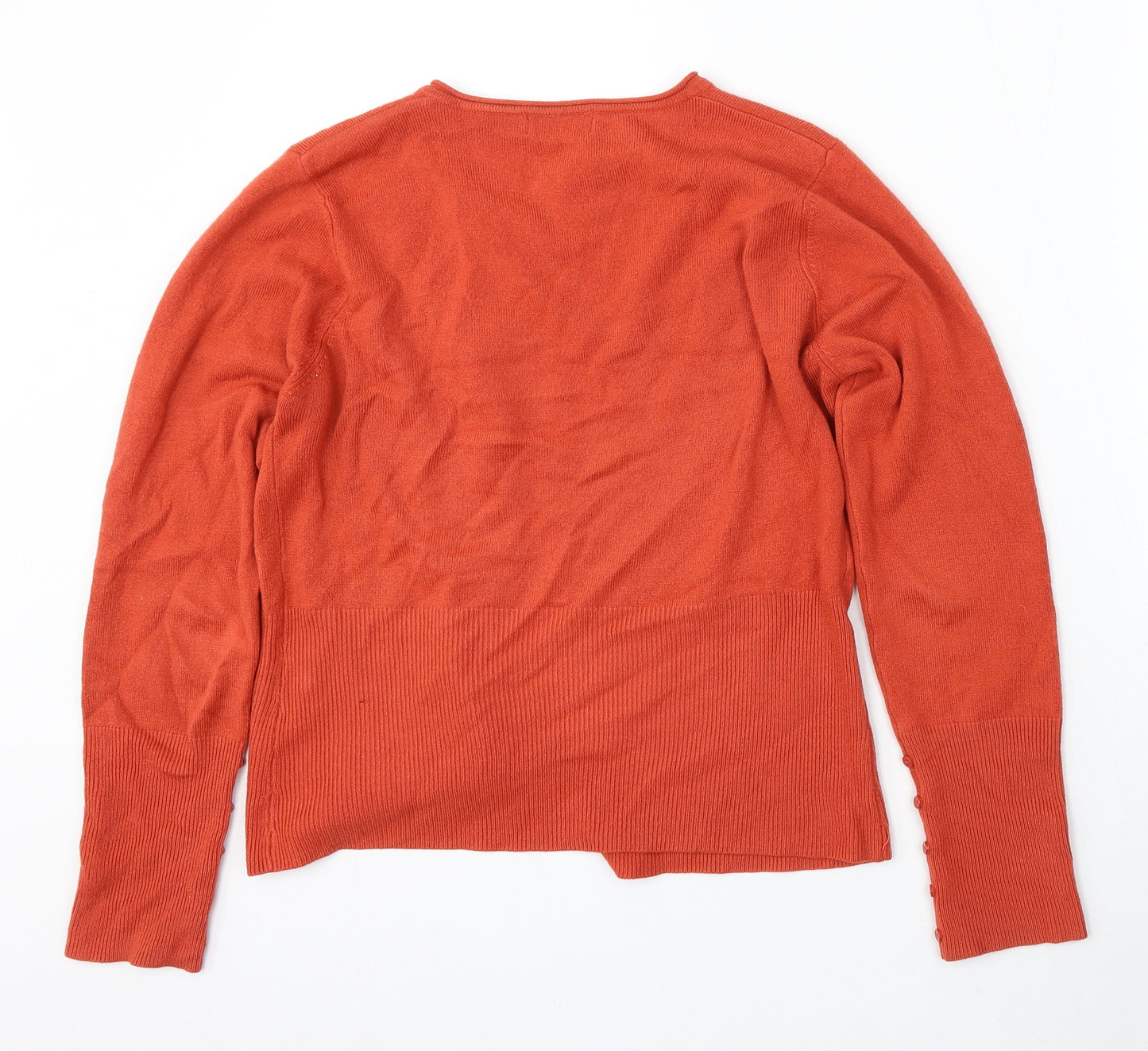 Per Una Womens Orange Round Neck Acrylic Cardigan Jumper Size 14
