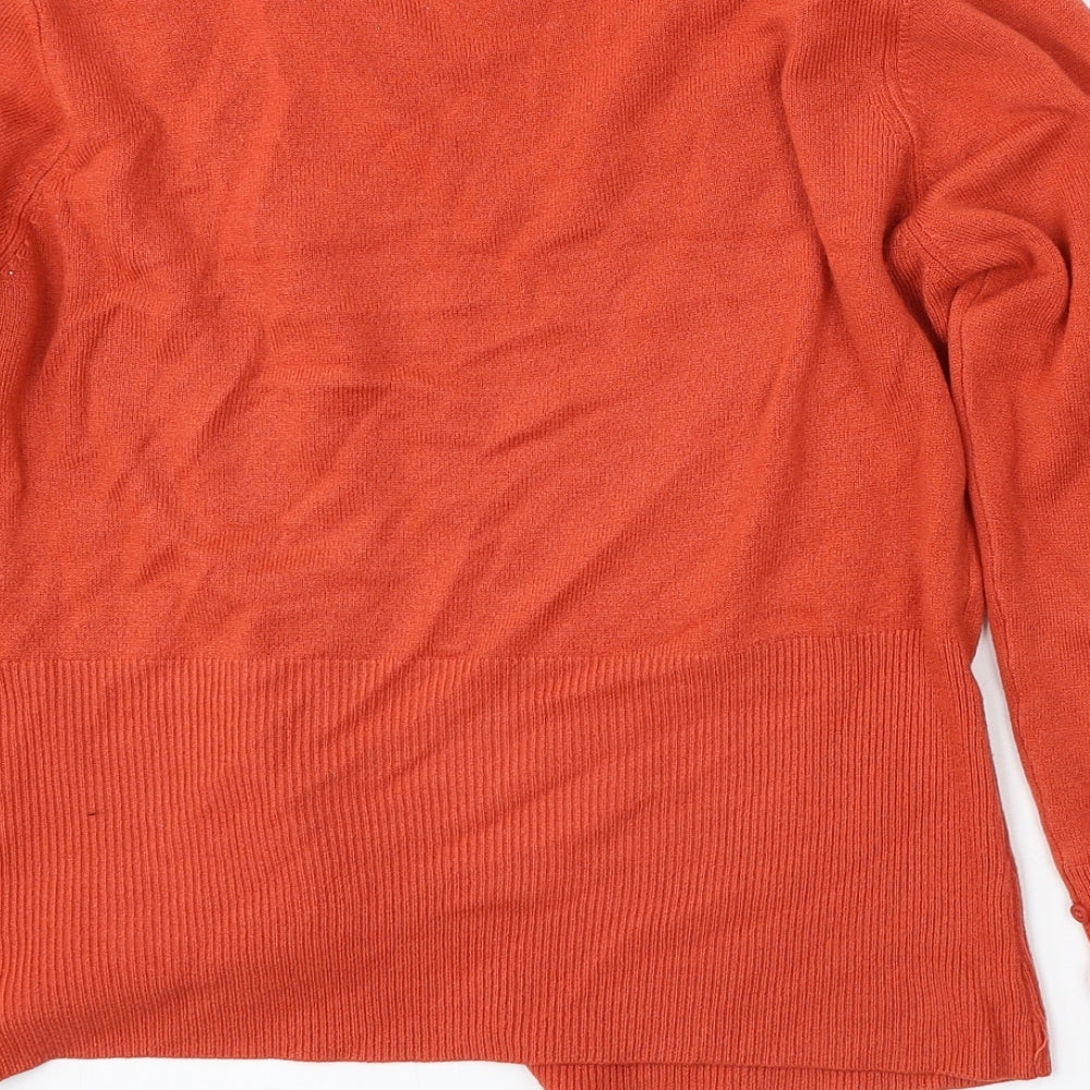 Per Una Womens Orange Round Neck Acrylic Cardigan Jumper Size 14