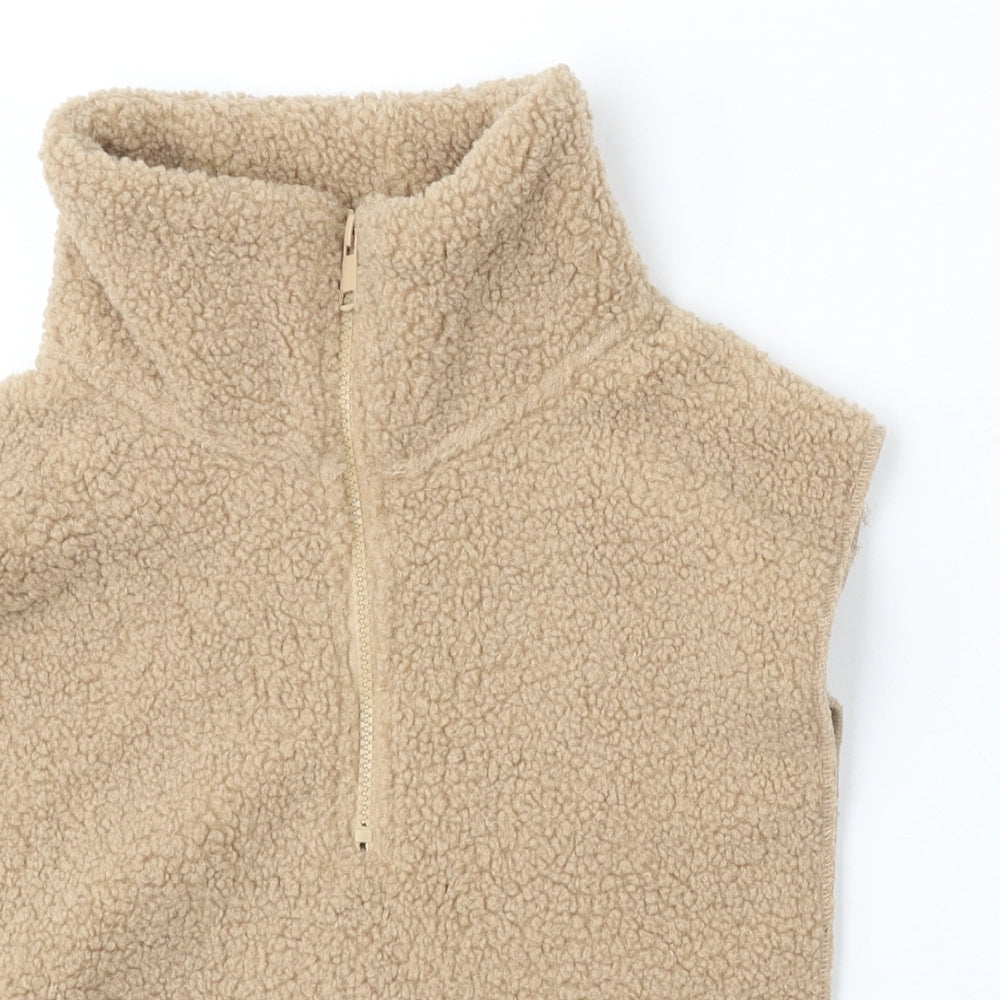 Primark Womens Beige Polyester Pullover Sweatshirt One Size Zip